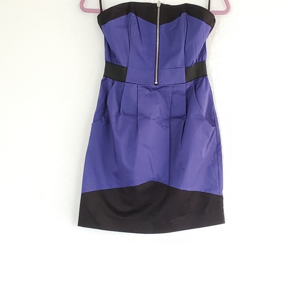 NWT H&M Chic Purple Black Zipper Front Tube Dress - Picture 2 of 8
